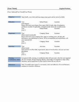 Simple Resume Templates on Basic Resume   Open Office Templates