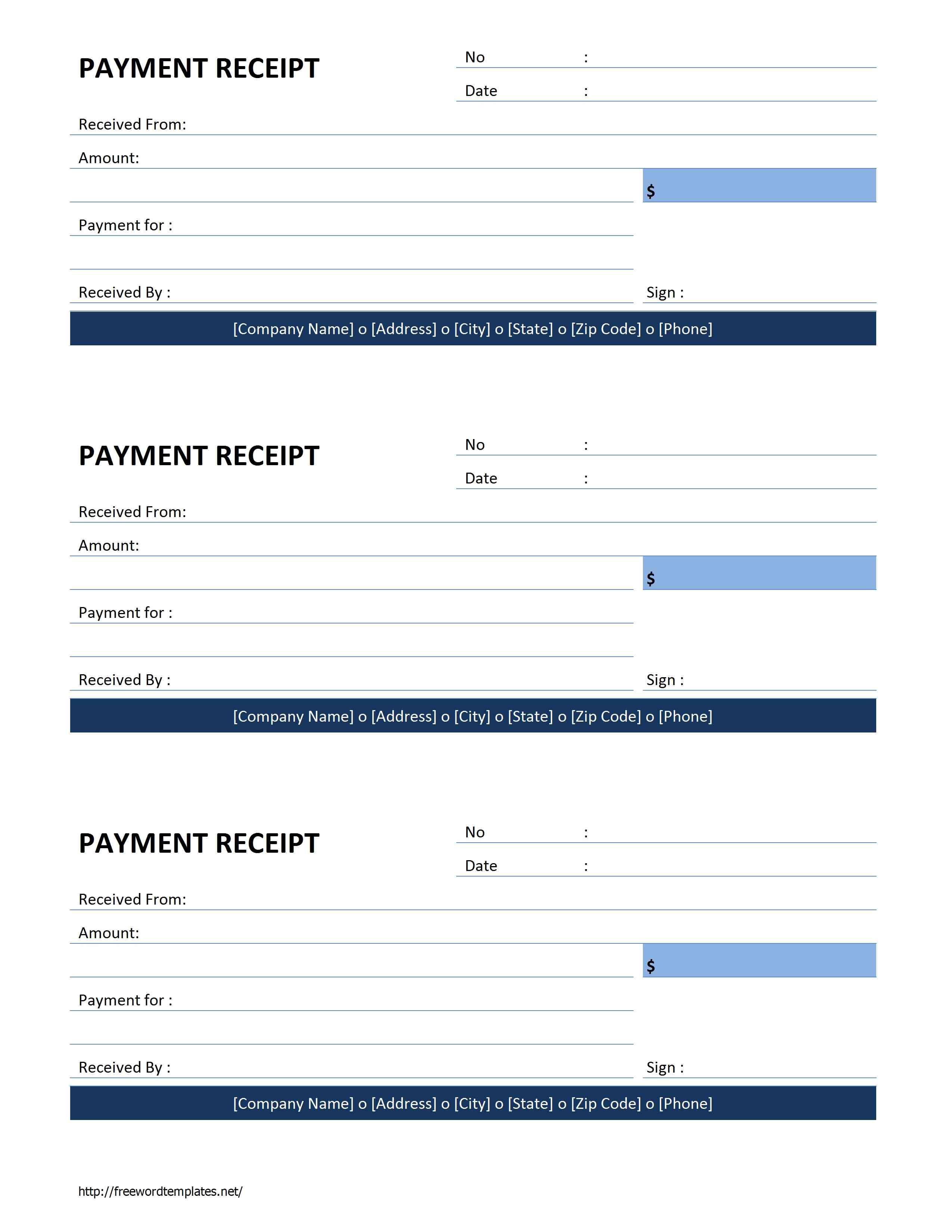 Payment Receipt Sample Template