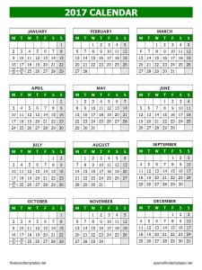 2017 Calendar OpenOffice Template - Writer